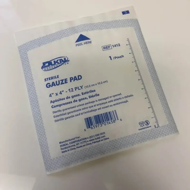 Compresses gaze stériles 12 plis 4x4po